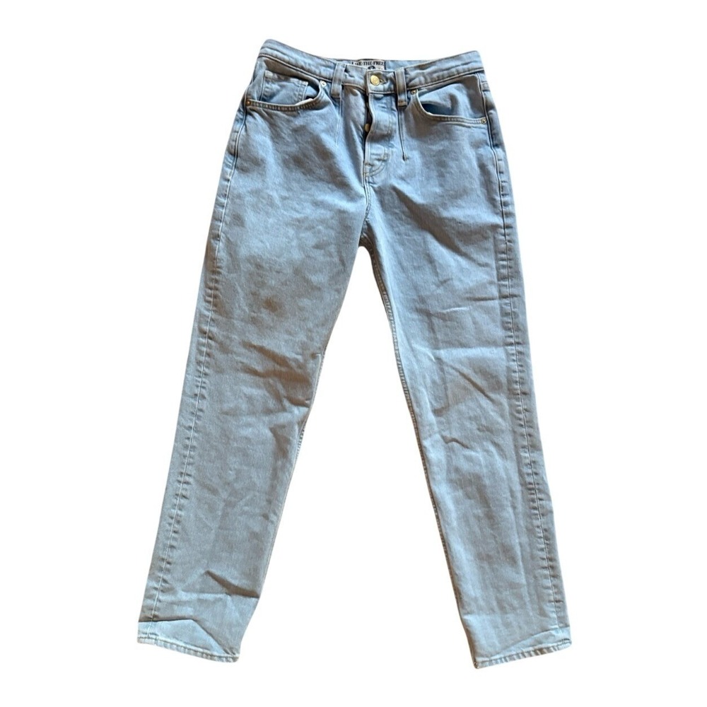 Free People We The Free Straight Leg Womens 26 Light Wash Button Fly High Rise